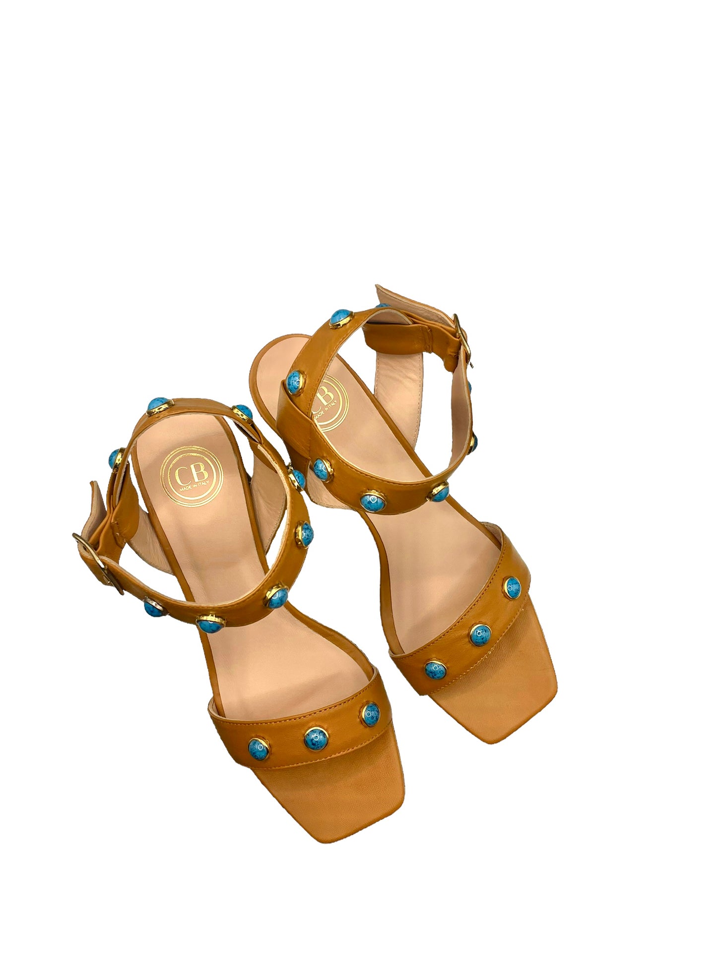 corfu tobacco with turquoise pearl studs